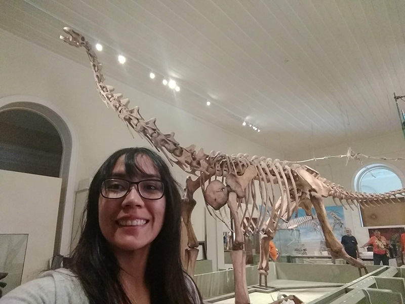Na remontagem do Maxakalisaurus topai, no Museu Nacional/UFRJ em 2018